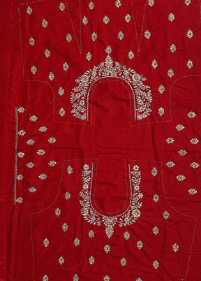 Red Blended Silk Dupatta Lehenga Set