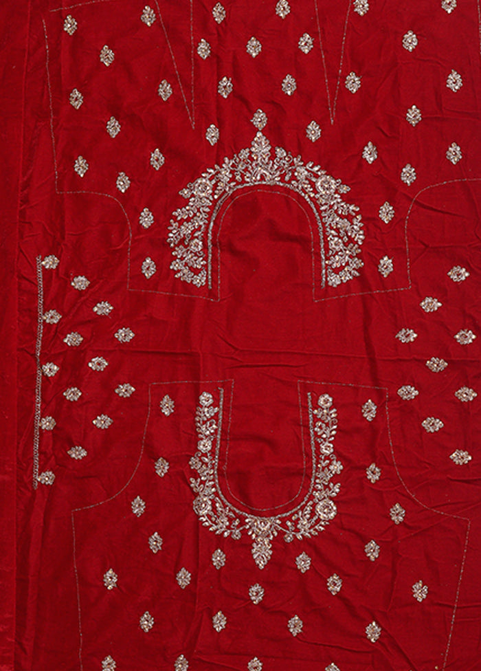 Red Blended Silk Dupatta Lehenga Set