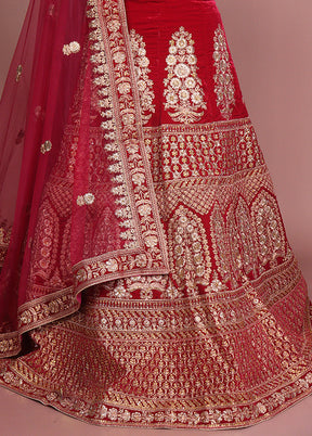 Pink Pure SIlk Dupatta Lehenga Set