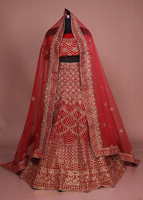 Red Pure SIlk Dupatta Lehenga Set