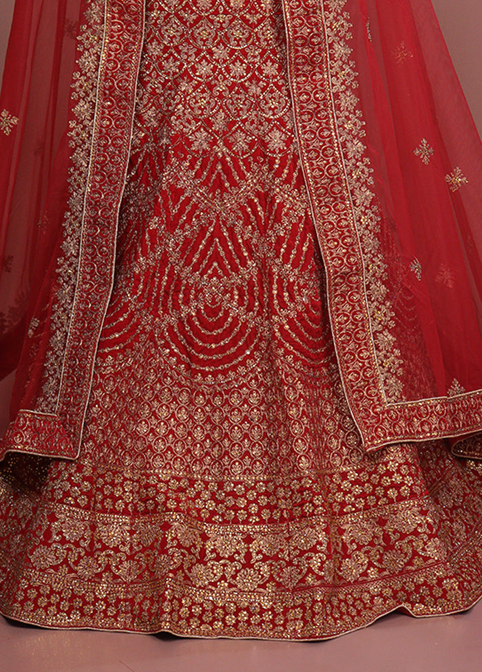 Red Pure SIlk Dupatta Lehenga Set