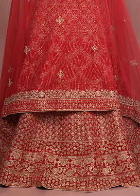 Red Pure SIlk Dupatta Lehenga Set