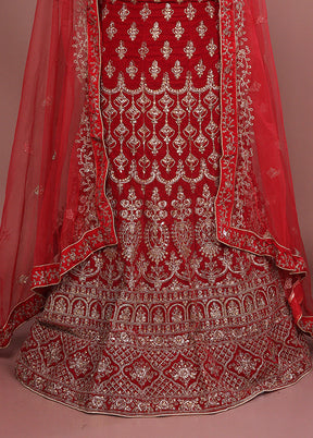 Maroon Blended Silk Dupatta Lehenga Set