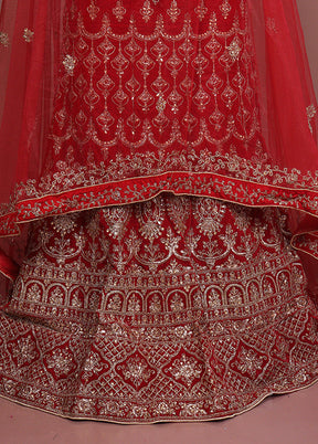 Maroon Blended Silk Dupatta Lehenga Set