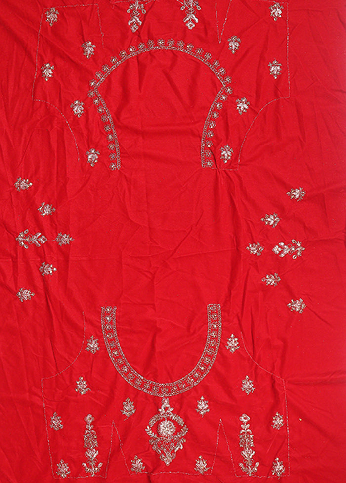 Red Blended Silk Dupatta Lehenga Set