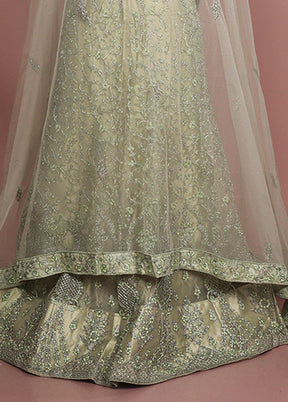 Green Blended Silk Dupatta Lehenga Set