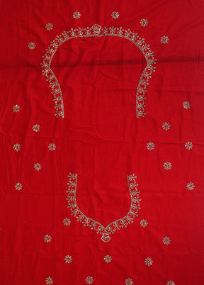 Red Blended Silk Dupatta Lehenga Set