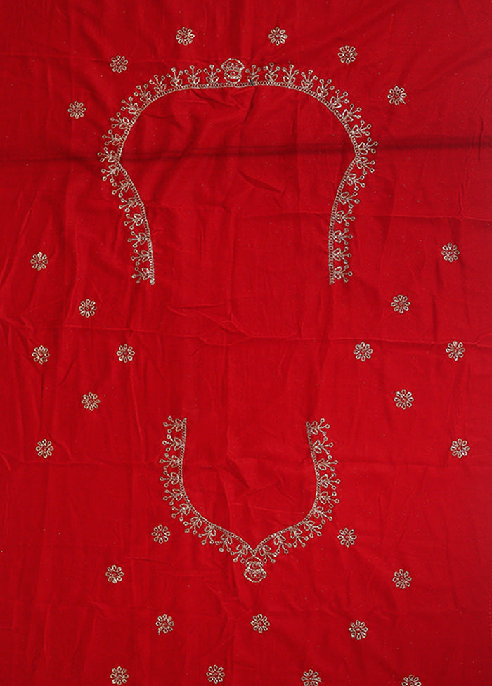 Red Blended Silk Dupatta Lehenga Set
