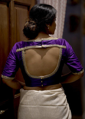 Purple Dupion Silk Designer Blouse - Indian Silk House Agencies