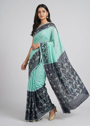 Green Jamdani Cotton Saree Without Blouse Piece