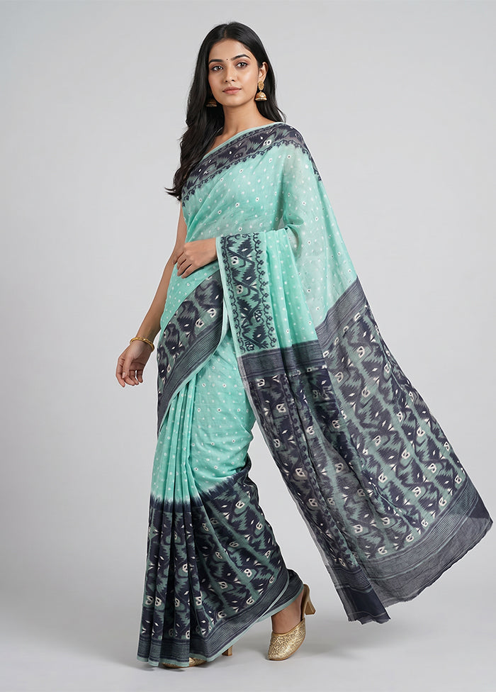 Green Jamdani Cotton Saree Without Blouse Piece