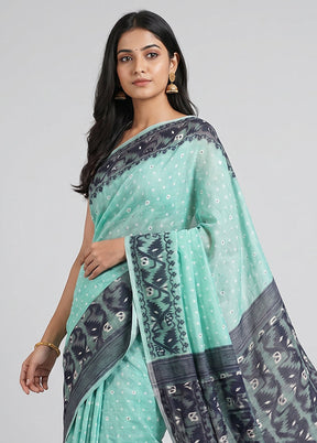 Green Jamdani Cotton Saree Without Blouse Piece