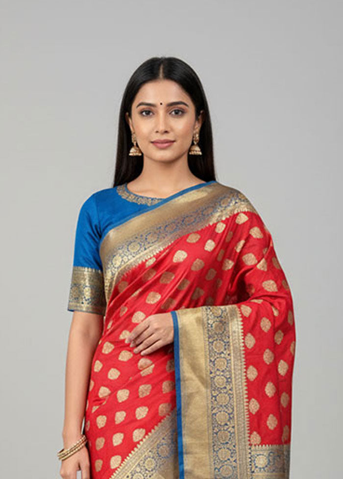 Pink Banarasi Silk Saree With Blouse Piece