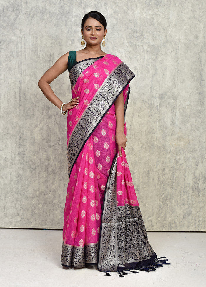 Pink Dupion Silk Saree With Blouse Piece
