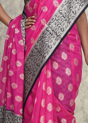 Pink Dupion Silk Saree With Blouse Piece