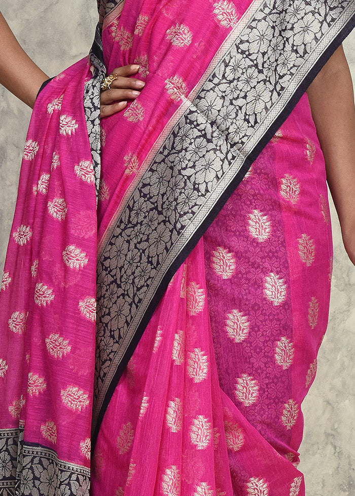 Pink Dupion Silk Saree With Blouse Piece
