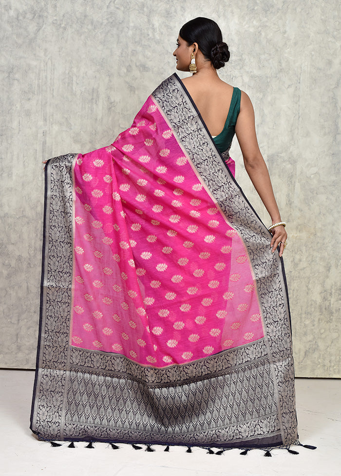 Pink Dupion Silk Saree With Blouse Piece