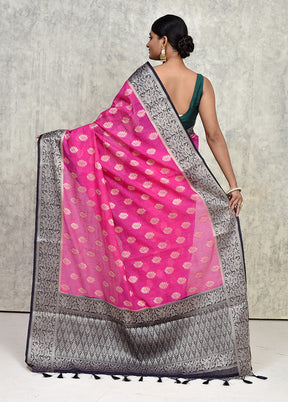 Pink Dupion Silk Saree With Blouse Piece