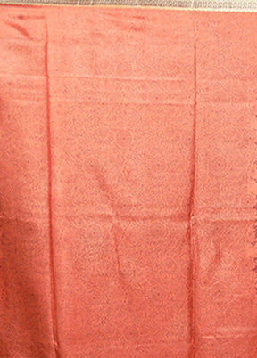 Rust Printed Pure Silk Saree Without Blouse Piece