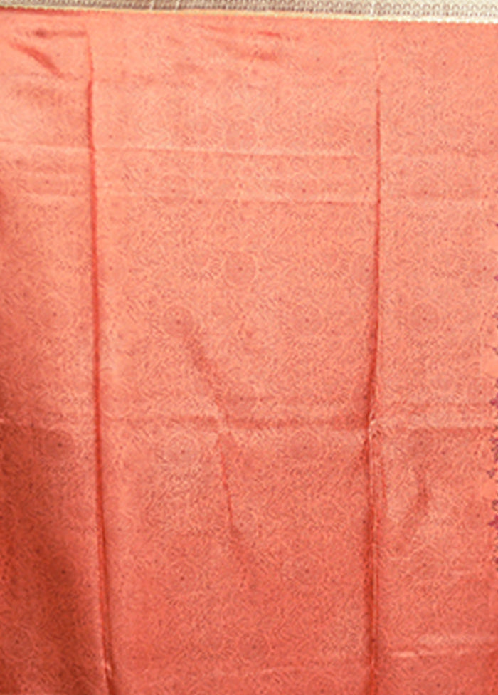 Rust Printed Pure Silk Saree Without Blouse Piece