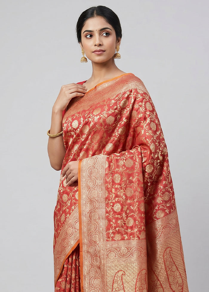 Pink Handloom Uppada Pure Silk Saree With Blouse Piece