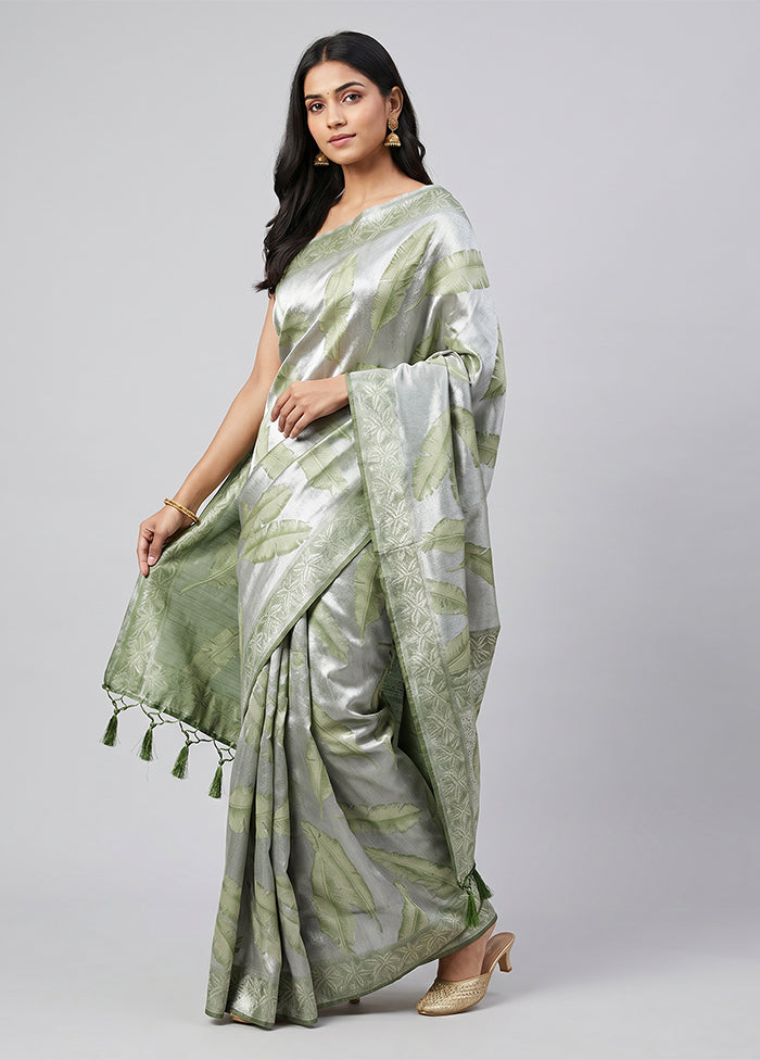 Silver Tissue Silk Saree With Blouse Piece