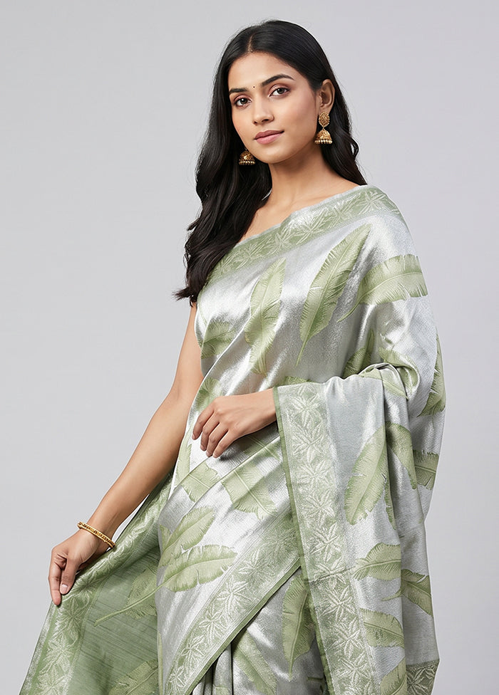 Silver Tissue Silk Saree With Blouse Piece