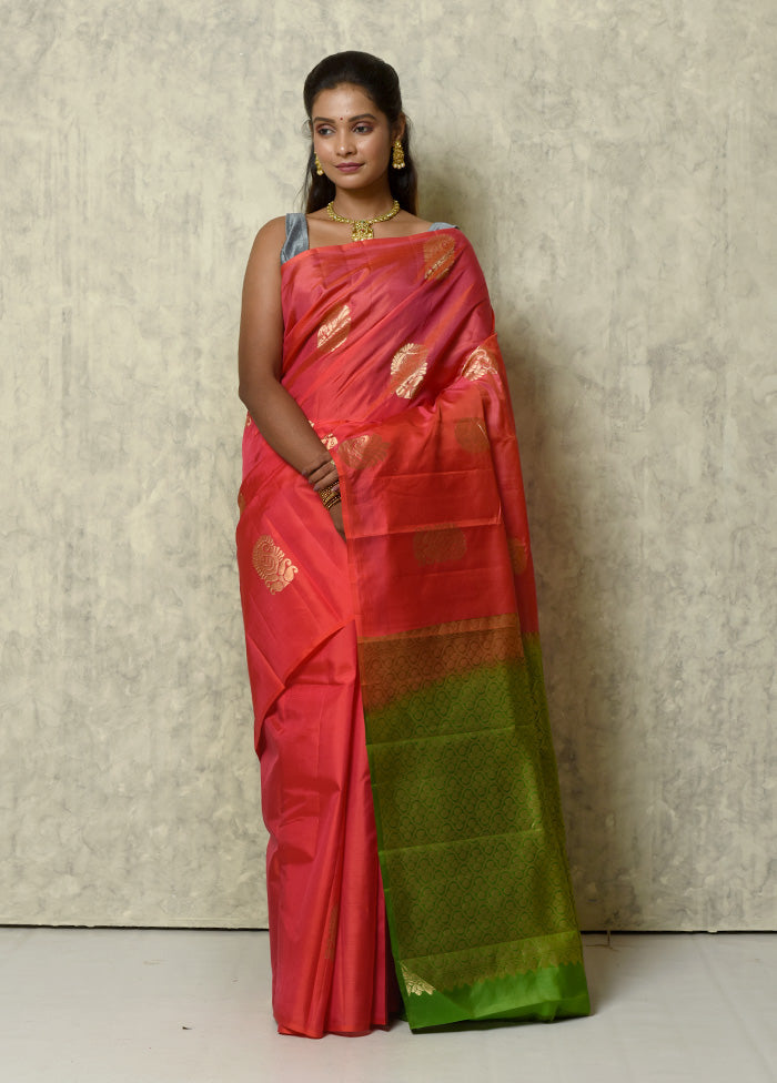 Pink Pure Arni Silk Saree With Blouse Piece
