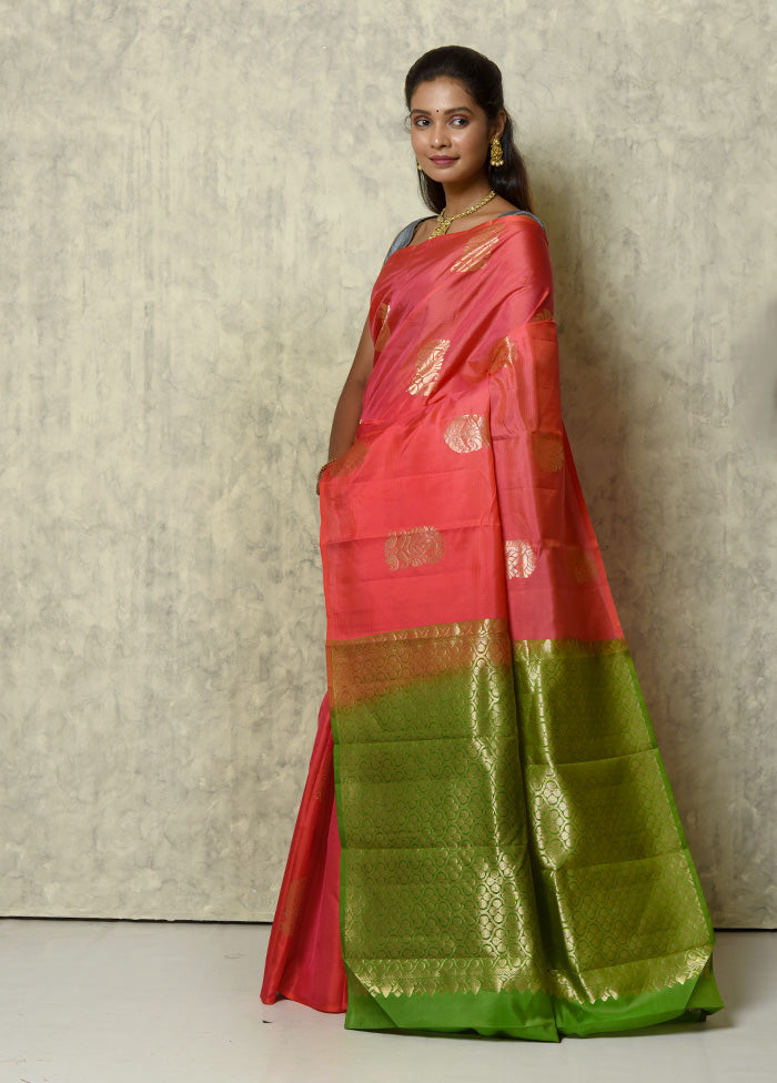 Pink Pure Arni Silk Saree With Blouse Piece