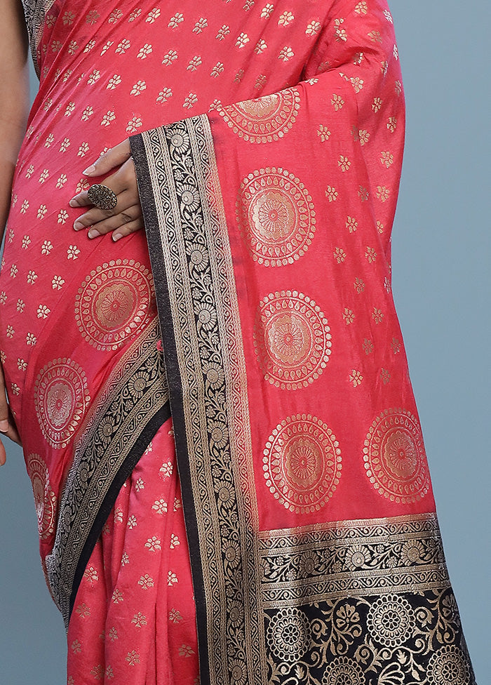 Pink Dupion Silk Saree With Blouse Piece