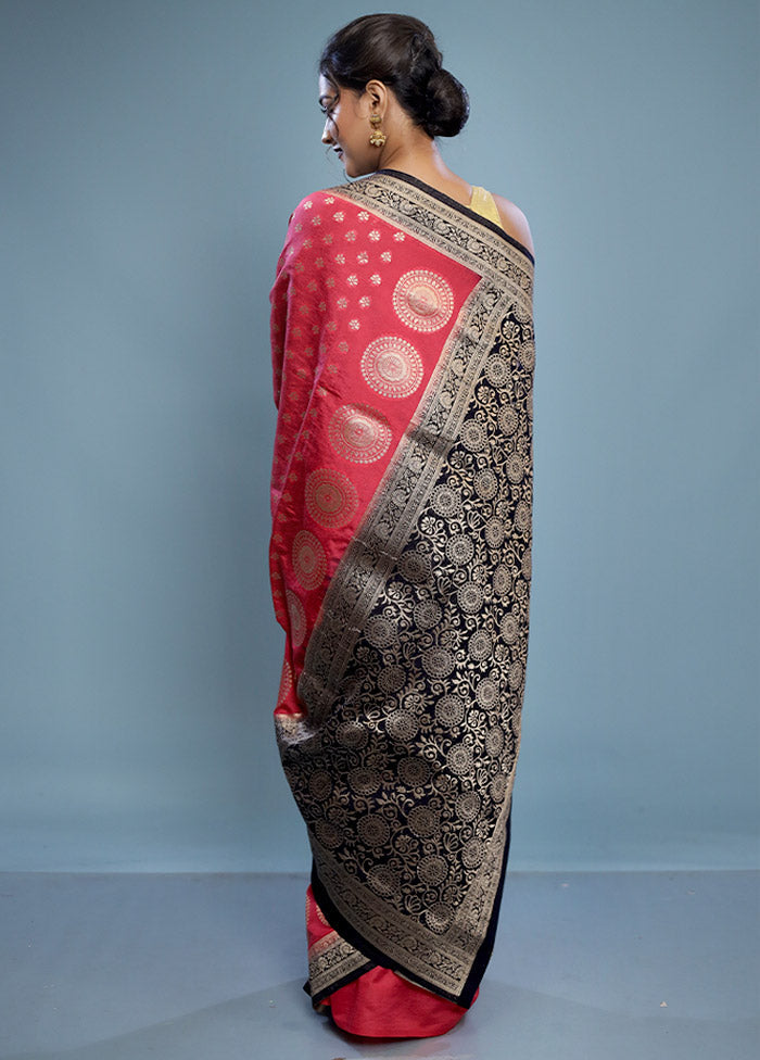 Pink Dupion Silk Saree With Blouse Piece