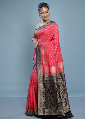 Pink Dupion Silk Saree With Blouse Piece