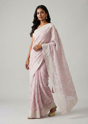 Purple Organza Saree With Blouse Piece