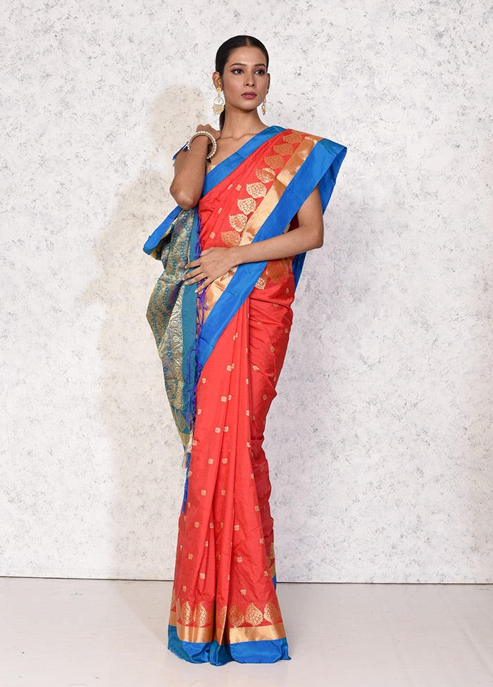 Red Kanjivaram Silk Saree With Blouse Piece