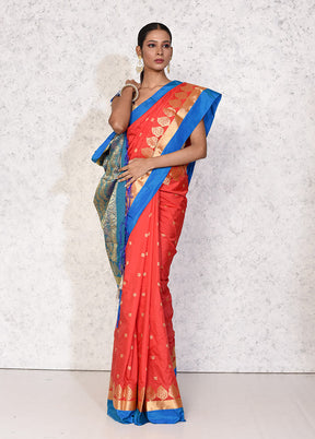 Red Kanjivaram Silk Saree With Blouse Piece