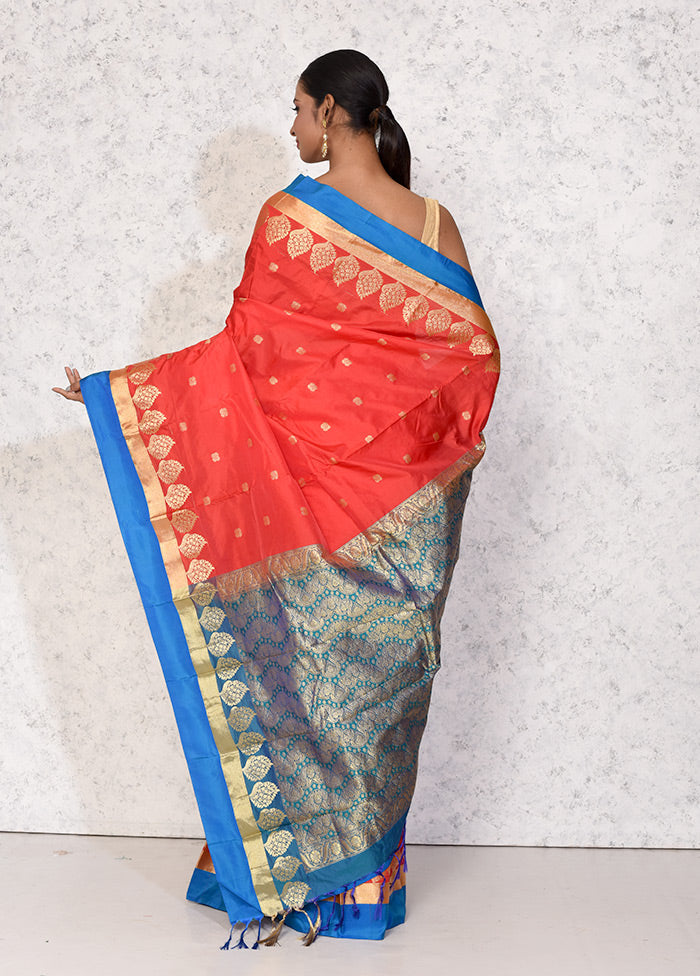Red Kanjivaram Silk Saree With Blouse Piece