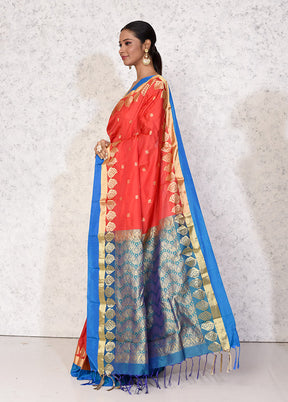 Red Kanjivaram Silk Saree With Blouse Piece