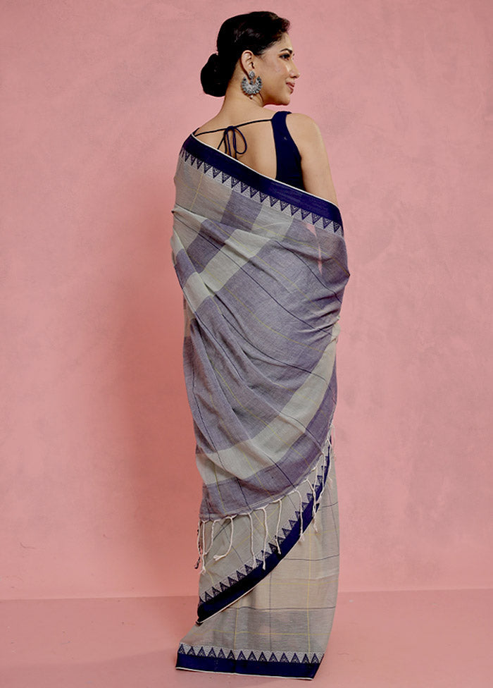 Grey Pure Cotton Saree With Blouse Piece