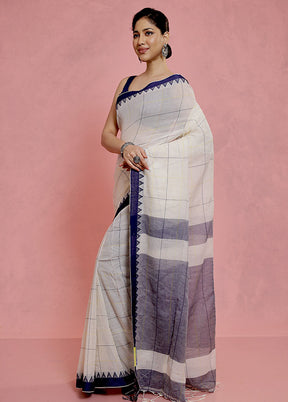 White Cotton Saree With Blouse Piece