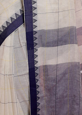 White Cotton Saree With Blouse Piece