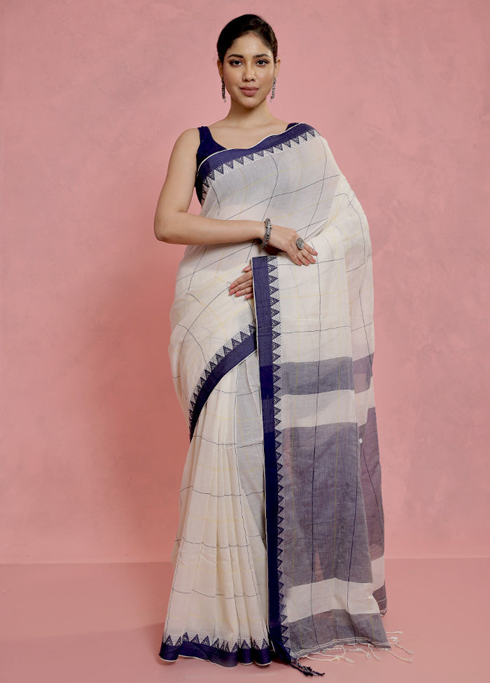 White Cotton Saree With Blouse Piece