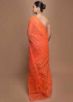 Orange Tant Jamdani Saree Without Blouse Piece