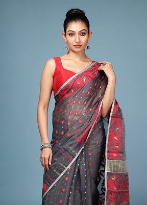 Black Tant Cotton Saree Without Blouse Piece