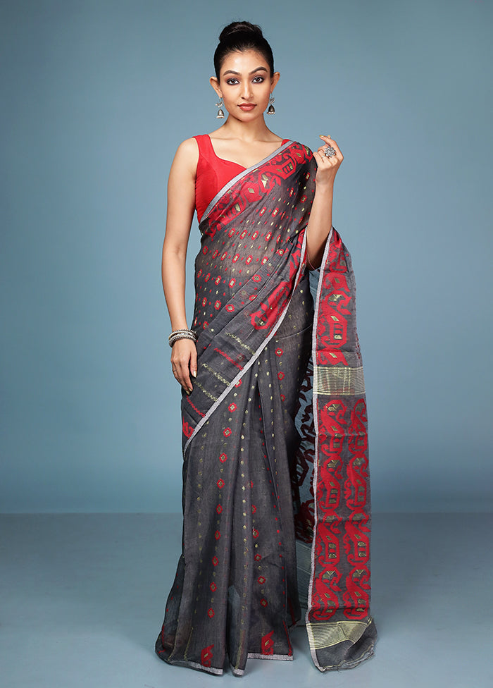 Black Tant Cotton Saree Without Blouse Piece