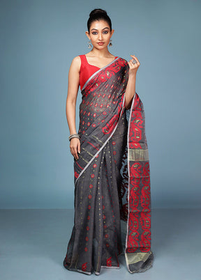 Black Tant Cotton Saree Without Blouse Piece