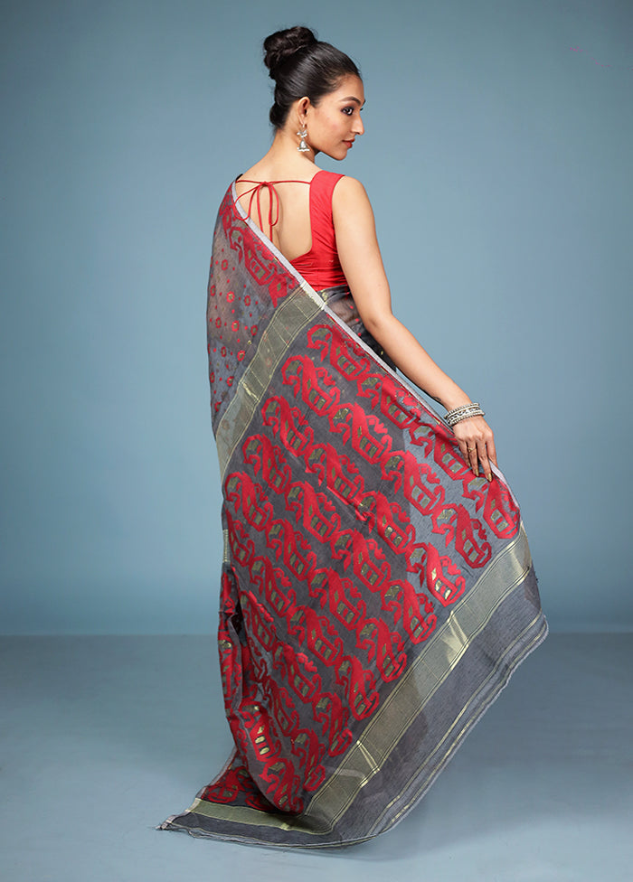 Black Tant Cotton Saree Without Blouse Piece