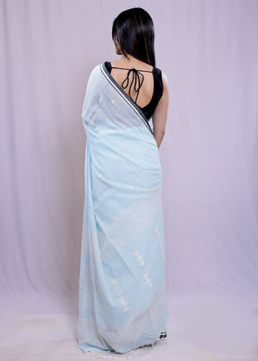 Blue Matka Silk Saree With Blouse Piece