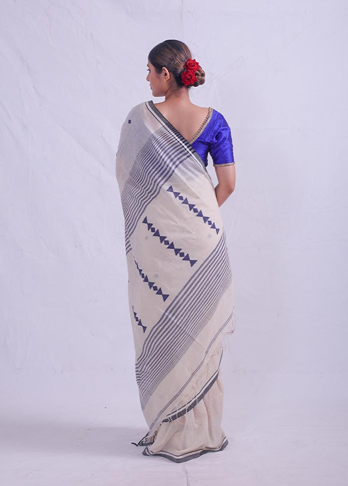 Cream Matka Silk Saree With Blouse Piece