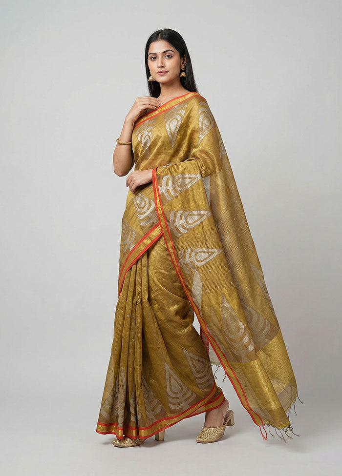 Grey Handloom Matka Pure Silk Saree With Blouse Piece