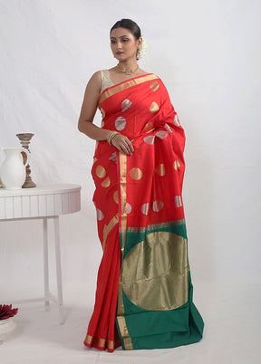 Red Kanjivaram Silk Saree With Blouse Piece